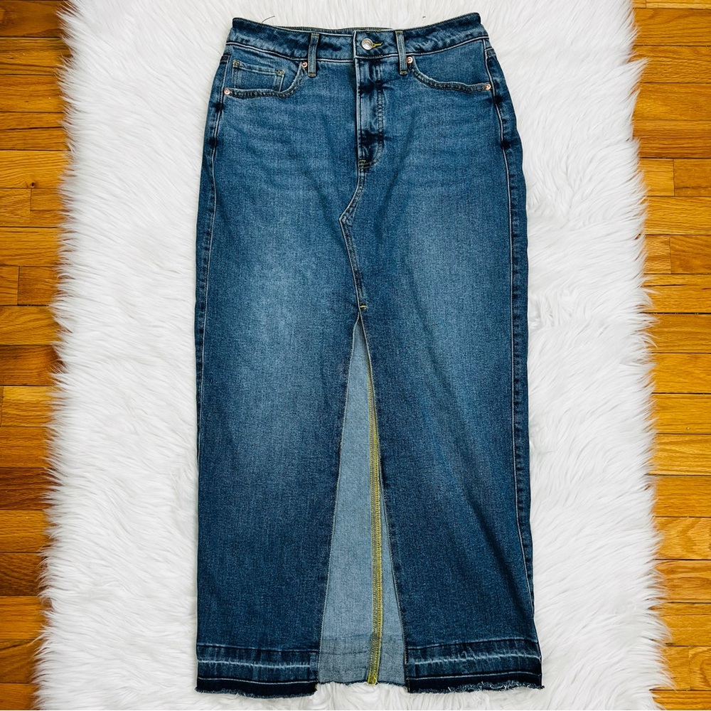 NWOT! Vintage Y2K High Rise Stretch Maxi Jeans Slit Skirt Sz 4